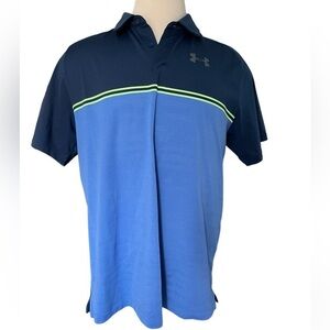 UNDER ARMOUR Vanish Loose Fit Golf Polo Shirt Heat Gesr Moisture Wicking Blue XL